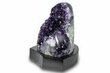 Deep Purple Amethyst Geode With Wood Base - Uruguay #275615-1